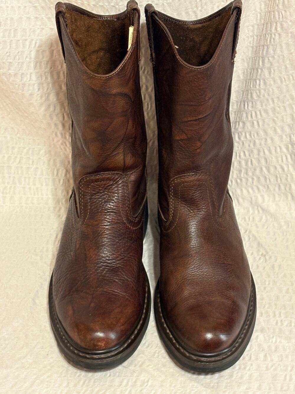 Brazos Premium Work Force Cowboy Work Boots Brown Leather Men’s 9 Oil Resistant